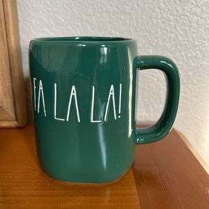 Rae Dunn green Fa La La Christmas mug